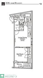 アーバンコア日本橋 2階1LDKの間取り
