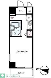 プレール麻布仙台坂 5階ワンルームの間取り