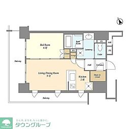 JPnoie三田 1LDKの間取図画像