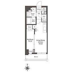 クレストコート白金高輪 1LDKの間取図画像