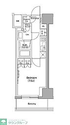 ザ・パークハビオ五反田 1Kの間取図画像