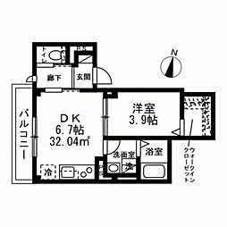 シェルクレール 1DKの間取図画像