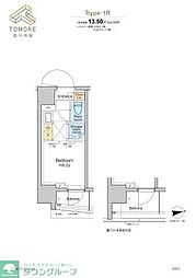 TOMORE品川中延 ワンルームの間取図画像