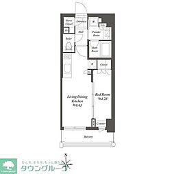 クレストコート白金高輪 1LDKの間取図画像