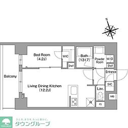 コンフォリア・リヴ八丁堀 1LDKの間取図画像