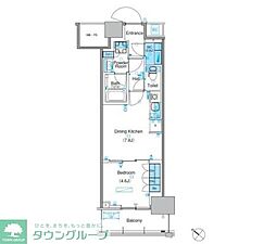 パークアクシス豊洲キャナル 1DKの間取図画像