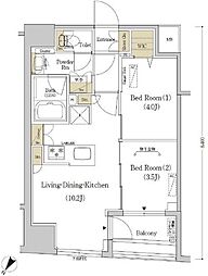 アーバネックス日本橋水天宮 2LDKの間取図画像