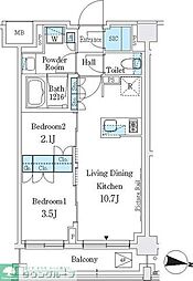 J.GRANCourt品川西大井WEST 2LDKの間取図画像