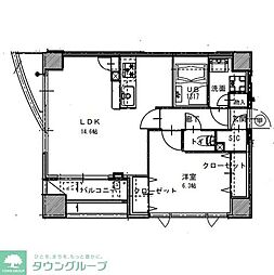 PARKFLATS芝浦 1LDKの間取図画像