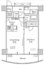 PARKFLATS芝浦 1LDKの間取図画像