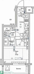 PREMIUMCUBE大井町#mo 1Kの間取図画像