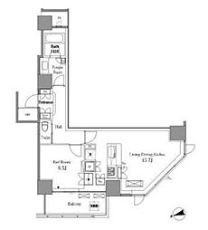 レジディアタワー目黒不動前 1LDKの間取図画像