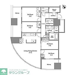 麻布台ヒルズ レジデンスB 4LDKの間取図画像