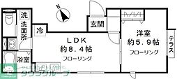 ヒルトップテラス大井町 1LDKの間取図画像