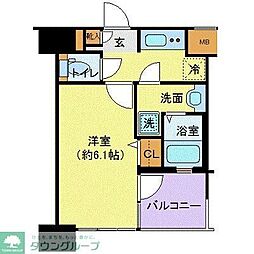 プレール天王洲アイル弐番館 1Kの間取図画像