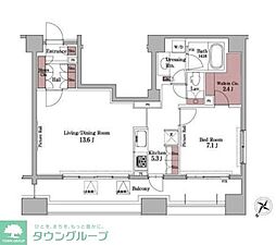 パークアクシス白金台 1LDKの間取図画像