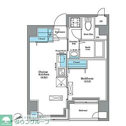 Urbanex八丁堀 1LDKの間取図画像