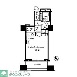 パークアクシス日本橋ステージ ワンルームの間取図画像