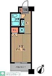 プライムアーバン勝どき ワンルームの間取図画像
