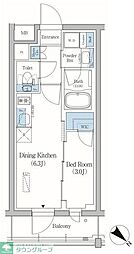 品川区旗の台5丁目マンション 1DKの間取図画像
