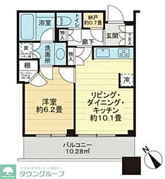 ル・サンク大崎シティタワー 1LDKの間取図画像