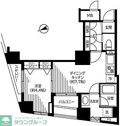 銀座レジデンス伍番館 1DKの間取図画像