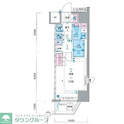 ジェノヴィア新宿早稲田グリーンヴェール 1Kの間取図画像
