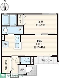 ヴィル・リジエール2 1LDKの間取図画像