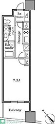 レジディア恵比寿2 1Kの間取図画像