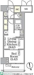 ザ・パークハビオ神楽坂レジデンスSouth 1LDKの間取図画像