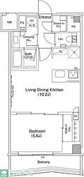 ザ・パークハビオ渋谷クロス 1LDKの間取図画像
