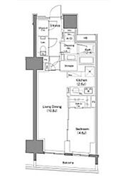 ザ・パークハビオ日本橋馬喰町 1LDKの間取図画像