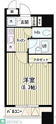 アクアコート 1Kの間取図画像