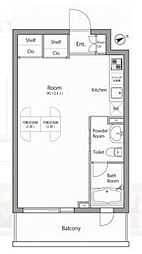 KDXレジデンス戸越 ワンルームの間取図画像