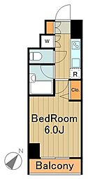 スカイコート北品川 1Kの間取図画像