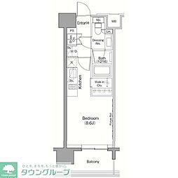 ザ・パークハビオ目黒 ワンルームの間取図画像