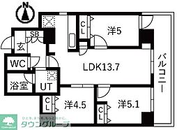 シティコート目黒2号棟 3LDKの間取図画像