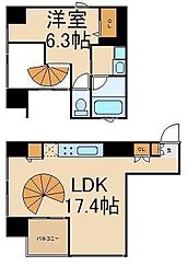 アーバンキューブ九段南 1LDKの間取図画像