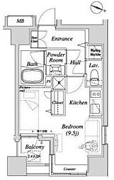 CasaSplendido一番町 ワンルームの間取図画像