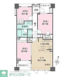 ブリリア外苑出羽坂 3LDKの間取図画像