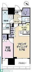リビオタワー品川 1LDKの間取図画像