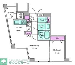 レジディアタワー乃木坂 1LDKの間取図画像