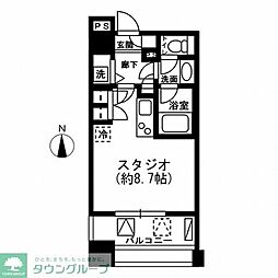 レジディアイチガヤ ワンルームの間取図画像