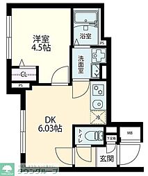 エルファーロ代々木上原 1DKの間取図画像