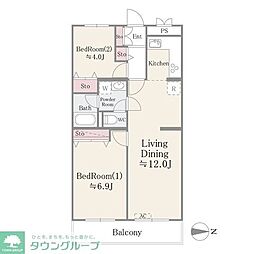 ドエルリバーサイド大島 2LDKの間取図画像