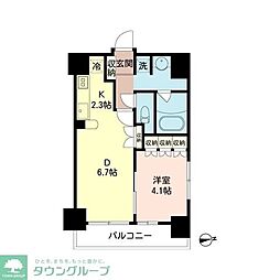 エコロジー大井町レジデンス 1LDKの間取図画像