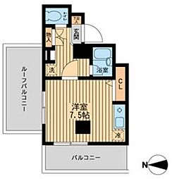 ドゥーエ西大島 ワンルームの間取図画像