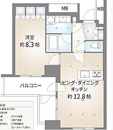 スカイグランデ汐留 1LDKの間取図画像