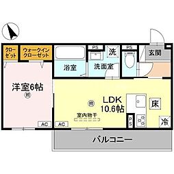 エレガンスビュー 1階1LDKの間取り