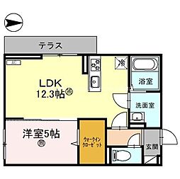 メゾンクレール瀬田北 1階1LDKの間取り